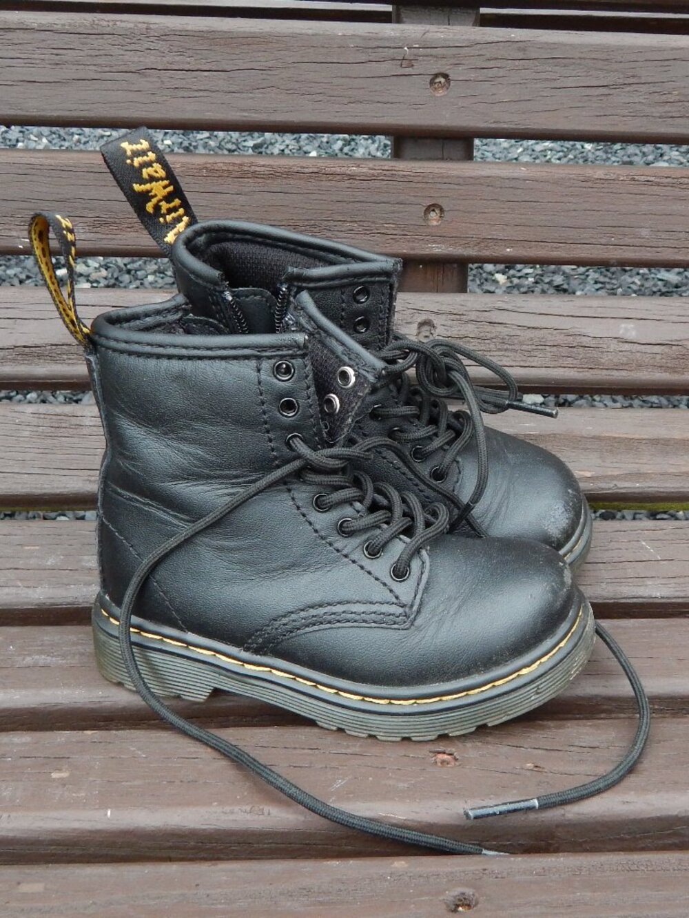 Dr. Martens Docs Toddler Size 7 Little Kids Black Leather Combat Boots
